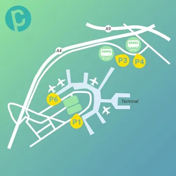 plattegrond van de officiële parkeerplaatsen op schiphol